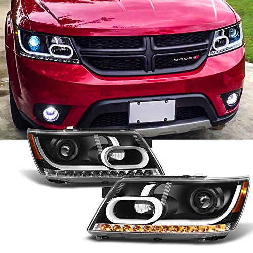 AKKON - For 2009-2020 Dodge Journey Replacement LED DRL Light Tube Black Projector Headlights Lamps