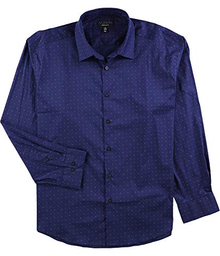 Alfani Mens Diamond Button Up Dress Shirt, Blue, 18"-18.5" Neck 34"-35" Sleeve