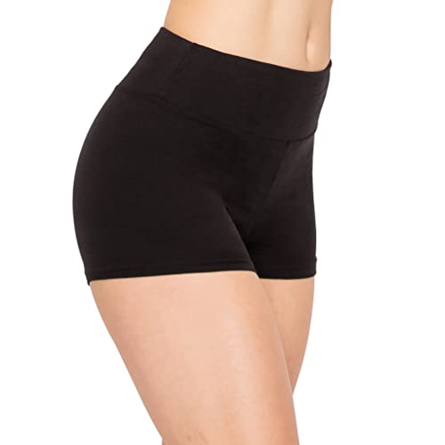 ALWAYS Women Workout Yoga Shorts - Premium Buttery Soft Solid Stretch Cheerleader Running Dance Volleyball Short Pants Black S