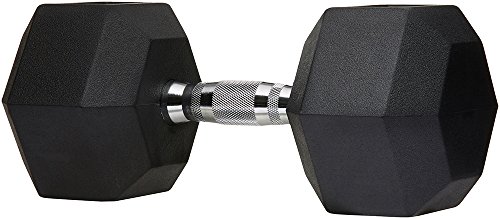 Amazon Basics Rubber Encased Exercise and Fitness Hex Dumbbell Hand Weight for Strength Training, 45-Pound