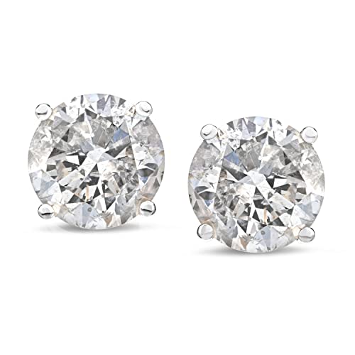 Amazon Collection 14k White Gold Round-Cut Diamond Stud Earrings (1/2cttw, J-K Color, I2-I3 Clarity)