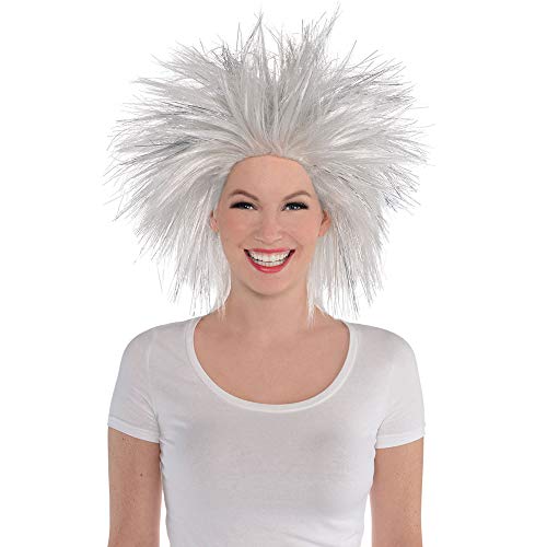 Amscan Faux Crazy Costume Unisex Wig, 1 piece, Silver