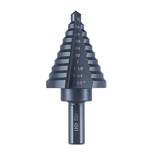 Anfrere 10 Sizes Step Drill Bit for Metal Sheet, 1/4 to 1-3/8 Inches High Speed Steel Drill Cone Bits for Hole Drilling Cutting, HSS Multi Size Hole Stepped Up Unibit