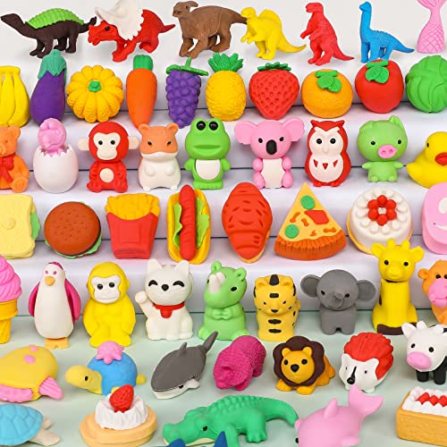 Animal Erasers for Kids 50 Pack Kids Eraser Bulk Pull Apart Erasers 3D Puzzle Erasers Classroom Rewards and Prizes Class Treasure Box Kids Party Favors Back to School Supplies Gift