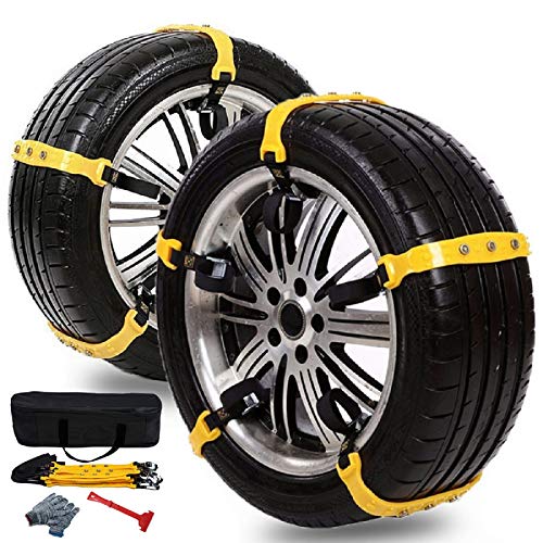 Anti Slip Snow Chains for SUV Car Adjustable Universal Emergency Thickening Anti Skid Tire Chain,Winter Driving Security Chains,Traction Mud Chains for Tire Width 7.2-11.6",10 Pcs (Yellow)