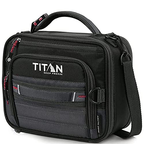 Arctic Zone Titan Expandable Lunch Bag, Includes 2 High Performance Ice Walls and a Reusable Lunch Box with Sauce Cup, Adjustable Shoulder Strap, for Daytrip, School, Work, 5 Piece Kit Total