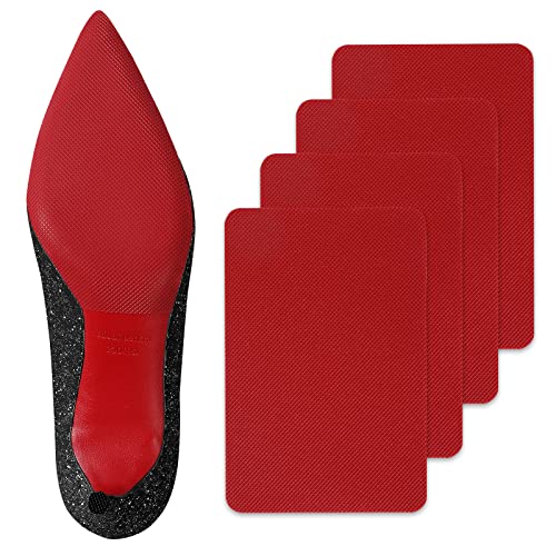 Ashoesert Red Bottom Protectors,Shoe Sole Protector for High Heels,Shoe Grips on Bottom of Shoes, Red Bottom Stickers Covers for Shoes Anti Slip Shoe Grips No Slip Shoe Pads -2 Pairs（6.0"×4.0",Red）