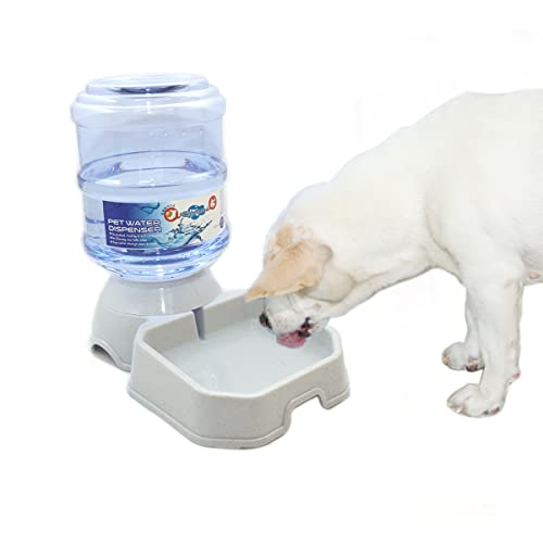 Automatic Dog Cat Water Dispenser,Gravity Multi Pet Drinking Fountain,Set with Pet Food Bowl for Medium Dog Puppy Kitten, 1 Gallon Large Capacity (Waterer)