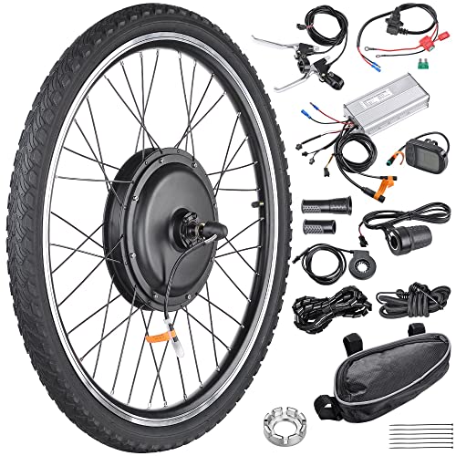 AW Electric Bicycle Motor Kit 48V 1000W 26"x1.75" Front Wheel Powerful Motor E-Bike Conversion Kit w/LCD Display