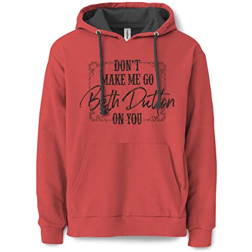 B Wear Sportswear Don't Make Me Crazy Yellowstone Cowgirl Women's Graphic Hooded Sweatshirt Brick Heather