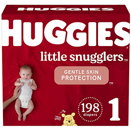 Baby Diapers Size 1 (8-14 lbs), 198ct, Huggies Little Snugglers Newborn Diapers