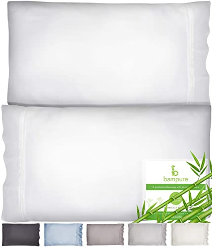 BAMPURE Pillowcase Queen Bamboo Pillow Case Queen Size (20x30) - 100% Organic Bamboo Large Pillow Cases Cooling Pillowcase Cooling Pillow Cases Cool Pillow Cases Set of 2 Pillowcases White