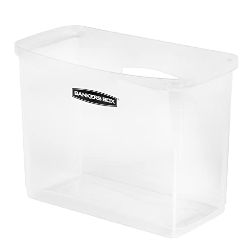 Bankers Box Portable Open Desktop Plastic File Box, Clear Organizer Bin, Side Handles, 9.8 H x 12 W x 6.3 D