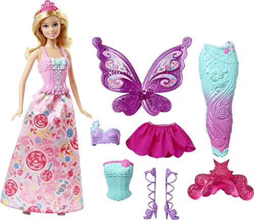 Barbie Doll and Fairytale Dress-Up Set, Barbie, Clothes and Accessories for Princess, Mermaid and Fairy Characters, Kids Toys and Gifts [Amazon Exclusive]