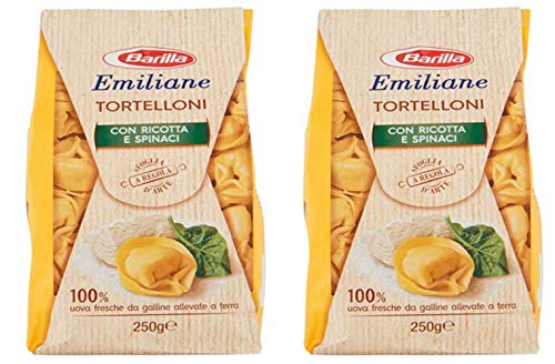 Barilla Emiliane Dried Tortellini with Ricotta Cheese and Spinach 8.8oz 250g ,Pack of 2