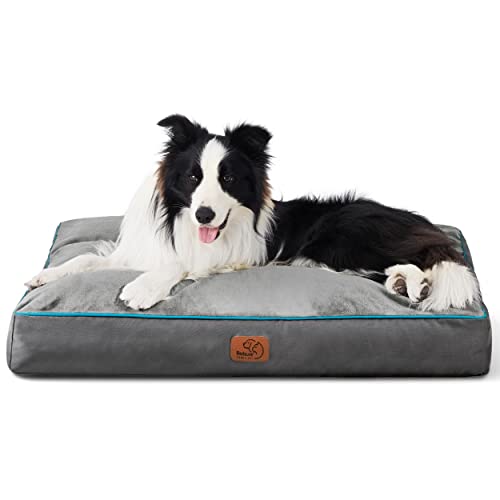 Bedsure Waterproof Dog Beds for Large Dogs - Up to 75lbs Large Dog Bed with Washable Cover, Pet Bed Mat Pillows, Grey