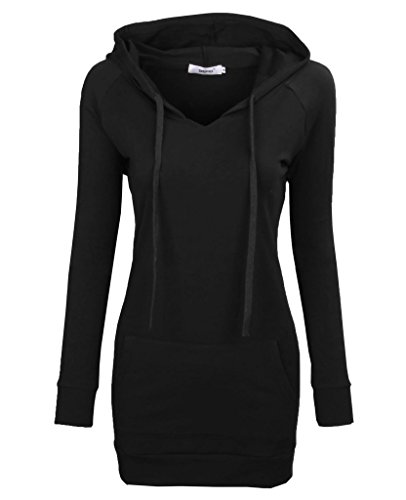 BEPEI Hoodies Sweatshirt for Women,Modest String V Neckline Tunic Boutique Clothing Tops Daily Wear Flattering Shirts Black 3XL