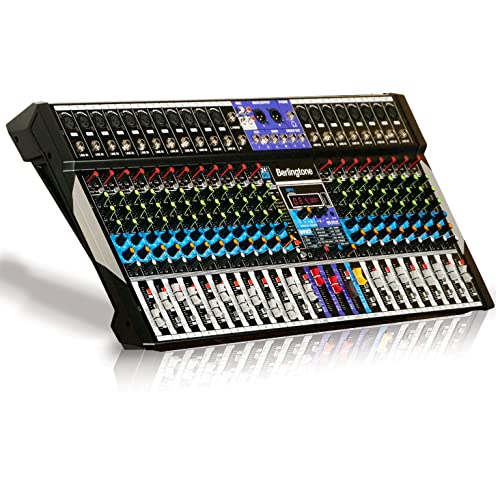 Berlingtone BR-20MX- 20 Channel Professional Bluetooth Studio Audio Mixer - DJ Sound Controller, USB MP3 Player, PC Recording,18 Microphone Jack, 48V Phantom Power, 24BIT Digital Effect, Metal chassis