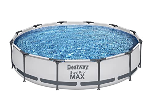 Bestway Steel Pro MAX 12 Foot x 30 Inch Round Metal Frame Above Ground Outdoor Backyard Swimming Pool Set with 330 GPH Filter Pump