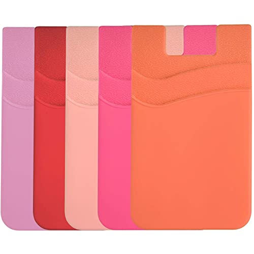 BIAJIYA Card Holder for Back of Phone, Pouch Silicone Wallet Sleeve Pocket Stick-on ID Credit Card for All Smartphones