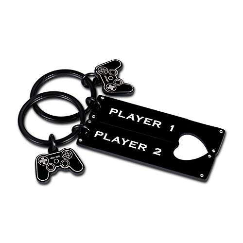 Boyfriend Gifts from Girlfriend Funny Gamer Player 1 Player 2 Matching keychain for Gamer Boyfriend Couple Keyring to My Man Husband Fiance Gift from Wife Fiancee Valentine Birthday Anniversary