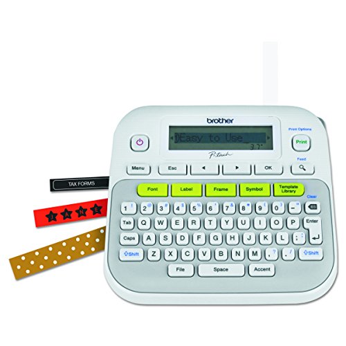 Brother P-touch, PTD210, Easy-to-Use Monochrome Label Maker, One-Touch Keys, Multiple Font Styles, 27 User-Friendly Templates, White