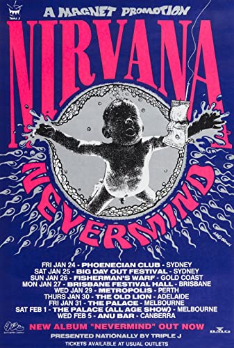 Buyartforless Nirvana - Nevermind Aussie Tour 1992 36x24 Music Art Print Poster, Multicolor