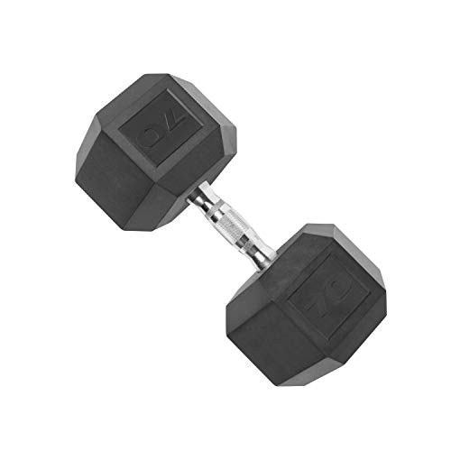 Cap 70 LB Coated Hex Dumbbell Weight, New Edition, Black, (SDRIS-70)