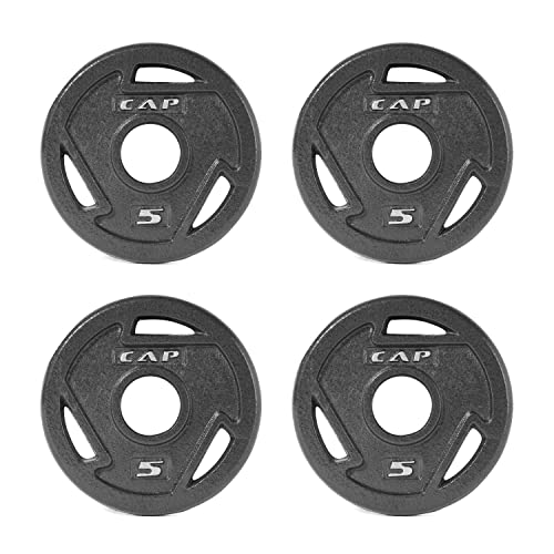 CAP Barbell 2-Inch Olympic Grip Weight Plate, 5 lb, Set of 4, 5 lb, Set of 4 Black (OPHWIS-005)