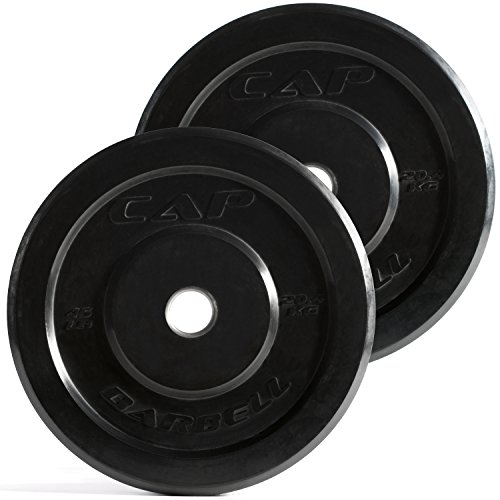 CAP Barbell Premium Bumper Plate Set, Black, 45 lb Pair