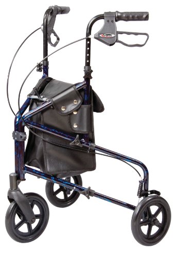 Carex 3 Wheel Walker for Seniors, Foldable, Rollator Walker with Three Wheels, Trio Walker with Height Adjustable Handles, Walker with Wheels, Folding Walker with Wheels