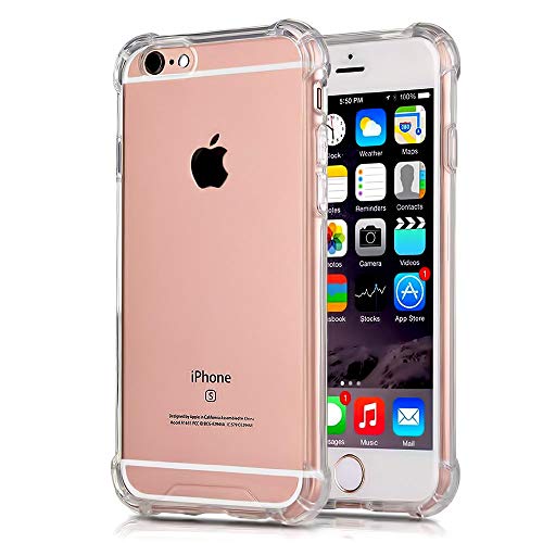 CaseHQ iPhone 6 Plus Case, iPhone 6S Plus Case Transparent Enhanced Grip Protective Defender Cover Soft TPU Shell Shock-Absorption Bumper Anti-Scratch Back Air Cushioned 4 Corners - Clear