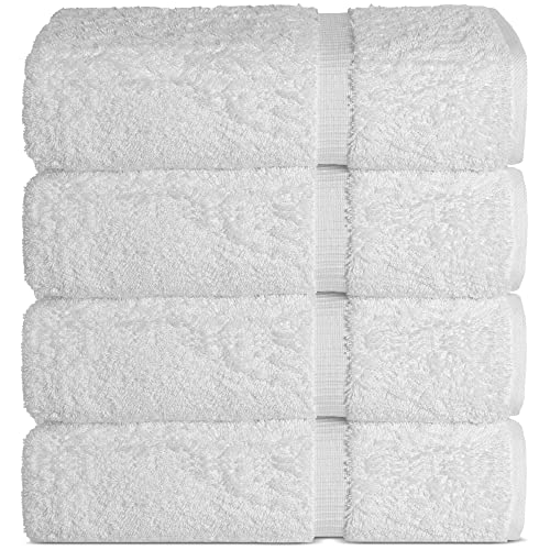 Chakir Turkish Linens | Hotel & Spa Quality 100% Cotton Premium Turkish Towels | Soft & Absorbent (4-Piece Bath Towels, White)