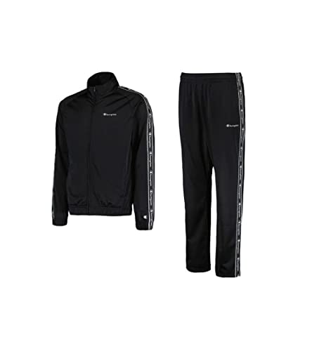 Champion Men Tracksuit Full Zip Top Bottom Athletic Set Casual Outifit New (as1, alpha, l, regular, regular, Nero, L)