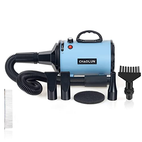 CHAOLUN High Velocity Dog Dryer Blower, Dog Grooming Dryer, Dog Blow Dryer 3.8HP, Pet Hair Dryer with Heater, Stepless Adjustable Speed, Blue