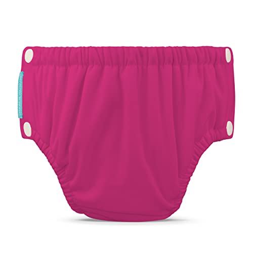 Charlie Banana Reusable Swim Diaper with Snaps, Easy-On and Off, Snug Fit to Prevent Leaks, Hot Pink, X-Large (27-44lbs)