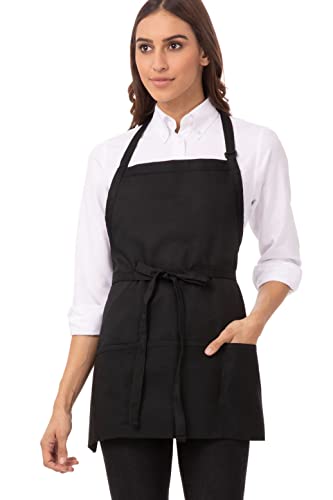 Chef Works Three Pocket Apron, Black, 24-Inch Length by 28-Inch Width