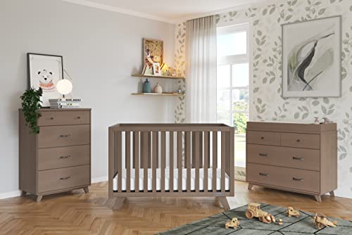 Child Craft SOHO 3 Piece Nursery Furniture Set, 4-in-1 Convertible Crib, 4 Drawer Chest and 3 Drawer Changing Table Dresser (Dusty Heather)