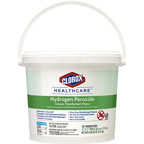 CloroxPro Healthcare Hydrogen Peroxide Cleaner Disinfectant Wipes, Healthcare Cleaning and Industrial Cleaning, Clorox Disinfectant, 185 Count - 30826