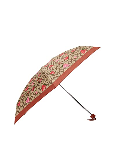 Coach Mini Umbrella In Signature Wild Strawberry Print