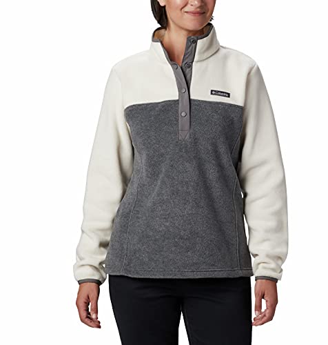 Columbia Women's Benton Springs 1/2 Snap Pullover, City Grey Heather/Chalk, Small