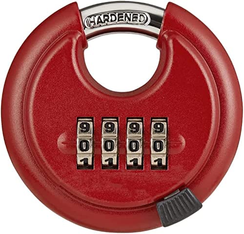 Combination Lock , Discus Padlock with 4 Digital Combination ,Disc Lock for Storage Unit,Trailer (Red)