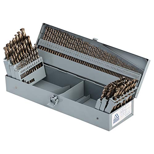 COMOWARE Cobalt Drill Bit Set- 115Pcs M35 High Speed Steel Twist Jobber Length for Hardened Metal, Stainless Steel, Cast Iron and Wood Plastic with Metal Indexed Storage Case, 1/16" - 1/2"
