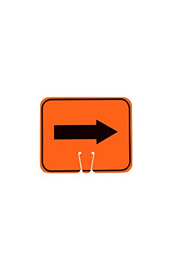 Cortina ABS Plastic Traffic Cone Sign, Reversible Arrow" 03-550-2WA, 12.75" Width x 10.375" Height, Orange on Black