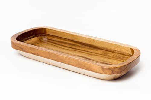 Costa Pura Wooden Dough Bowl, L19 X W8 X H3 inch, Bateas, Wood Long Dough Bowl Large,Antique Natural Oblong Hand Carved Imported from Costa Rica, Rustic Farmhouse Dough Bowls, Home Decor Centerpiece