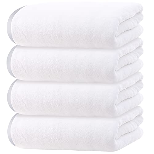 Cosy Family Microfiber 4 Pack Bath Towel Set, Lightweight and Quick Drying, Ultra Soft Highly Absorbent Towels for Bathroom, Gym, Hotel, Beach and Spa (White)