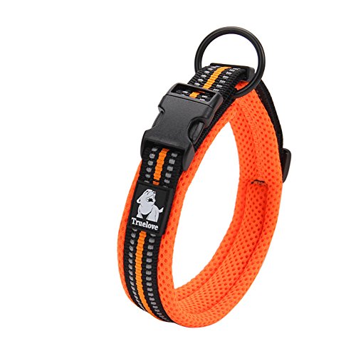 Creation Core 3M Reflective Mesh Padded Dog Collar Adjustable Nylon Outdoor Adventure Pet Collar, Orange L