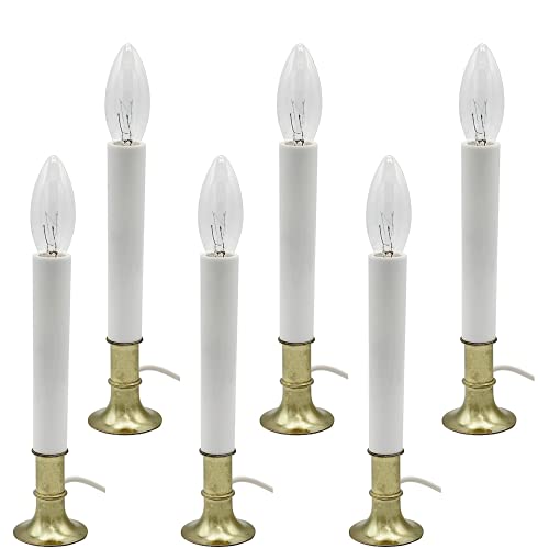 Creative Hobbies® Pack of 6 Electric Window Candle with On/Off Switch, Light Bulb, Brass Plated Base, Ready to Use