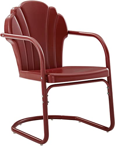 Crosley Furniture CO1029-RE Tulip Retro Outdoor Metal 2-Piece Armchair Set, Dark Red Satin