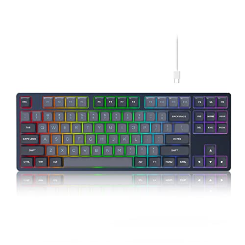 dagaladoo XVX WK87 Wired Mechanical Keyboard, RGB Backlit Hot Swappable TKL Gaming Keyboard with Software, 80% Layout 87 Keys Custom Computer Keyboard for Mac/PC/Windowns (Red Switch/PBT Keycaps)